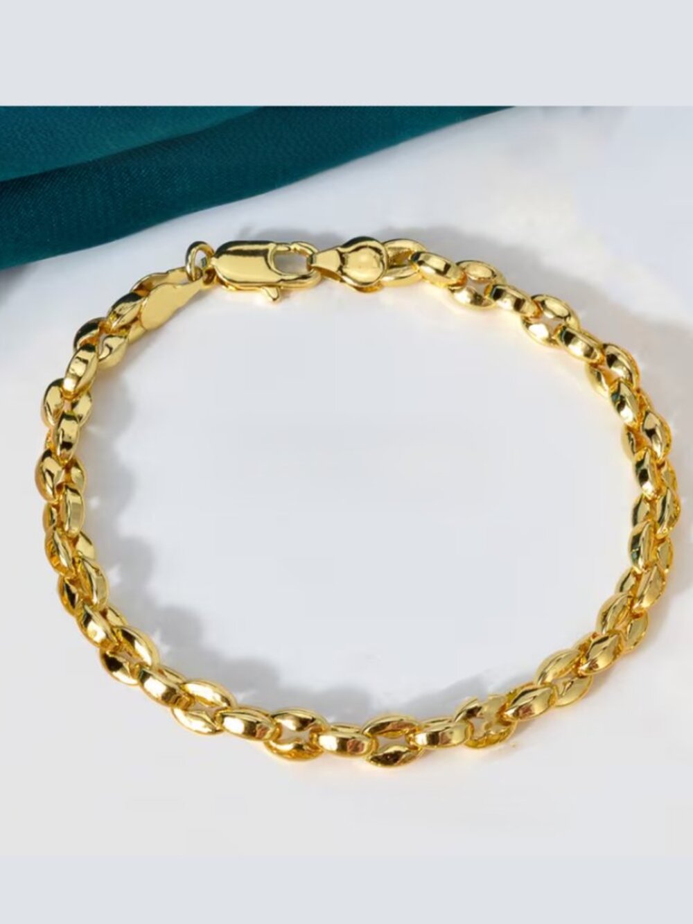 8" Womens 18K Gold Chain Link Style Bracelet New 18 K Silver Stamped Jewelry